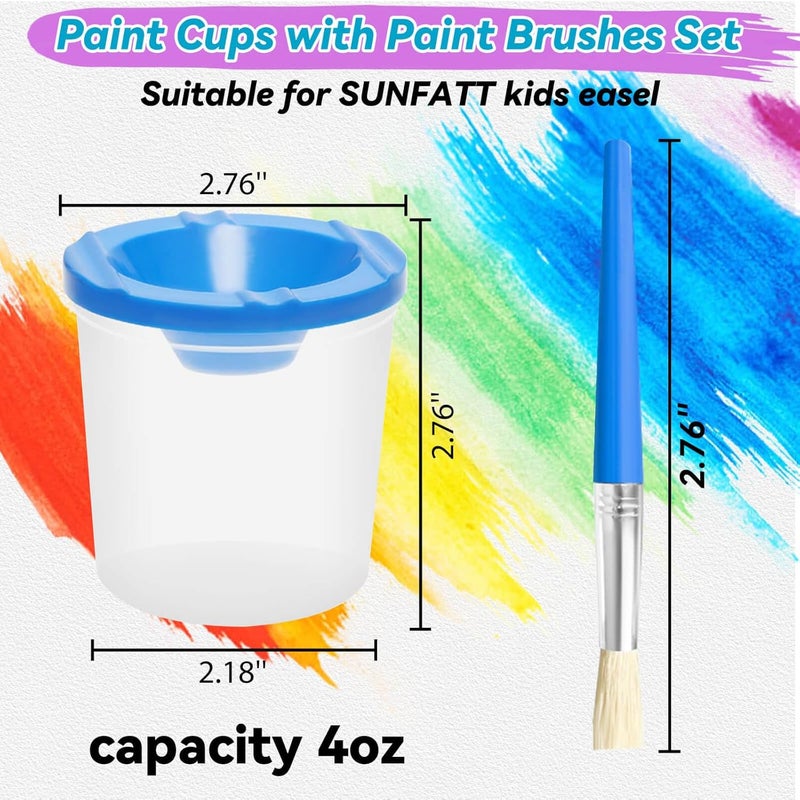 SUNFATT 8 Paint Brushes,8 Paint Cups with Lids,Spill-Proof Art Supplies for Adults,Reusable Plastic Paint Containers with Brushes for Acrylic,Watercolor,Classroom,DIY Crafts - Image 2